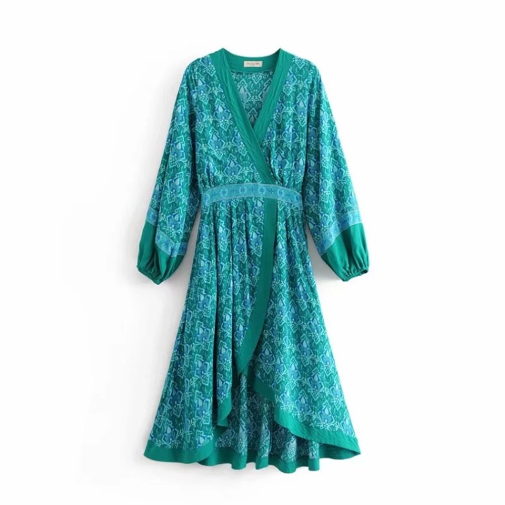 Cardiff Blue Green Paisley Dress - Picture 5 of 8